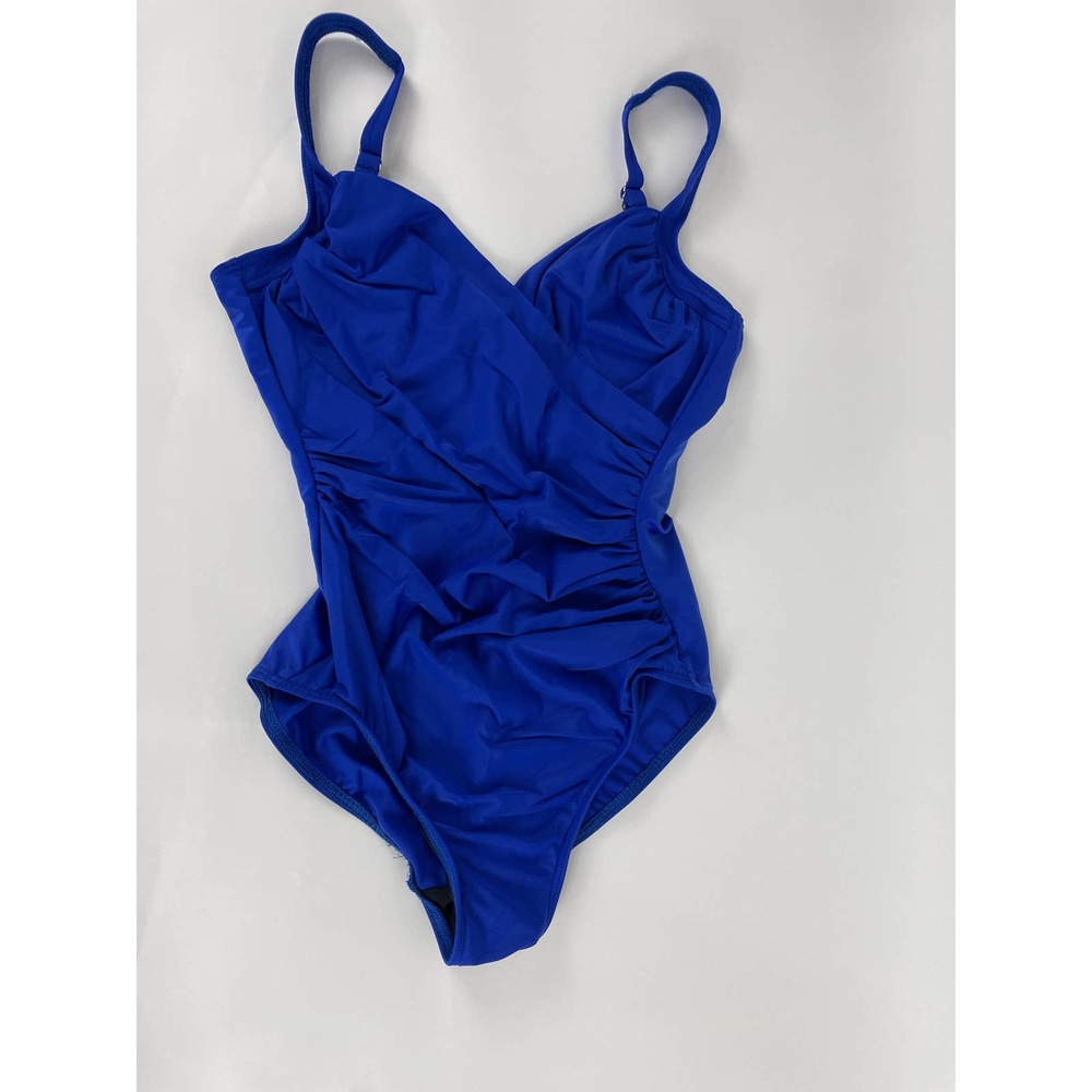 Women's Royal Blue Miraclesuit Wrap One Piece, Size 14 (A30)